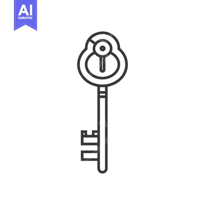 Popular premium asset: A single antique key depicted with intricate details and fine lines