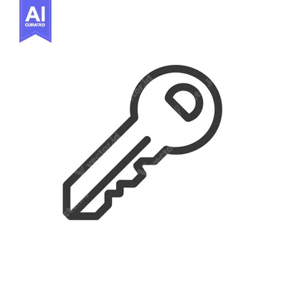 Aset desain premium: Simple Key Icon: Bold Outline on White Background, Security Symbol