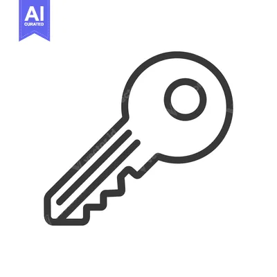 Premium design asset: Minimalist Key Icon: Bold Outline on White Background, Security Concep