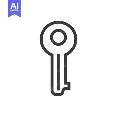 Aset desain premium: Minimalist Key Icon: Bold Outline on White Background, Security Symbol
