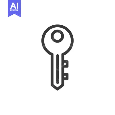 Aset premium populer: Minimalist Key Icon: Simple Outline on White Background, Security Symb