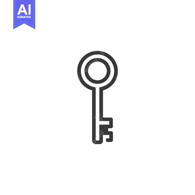 Aset premium populer: Minimalist Key Icon: Simple Outline on White Background