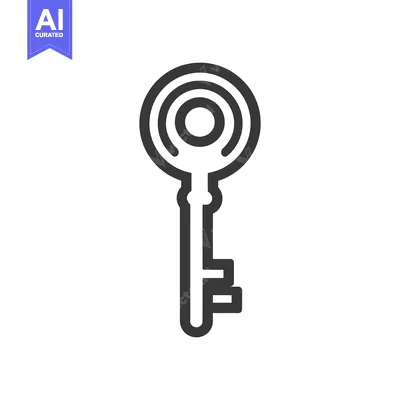 Premium design asset: Minimalist Key Icon: Bold Outline, Concentric Circles, Security Symbol