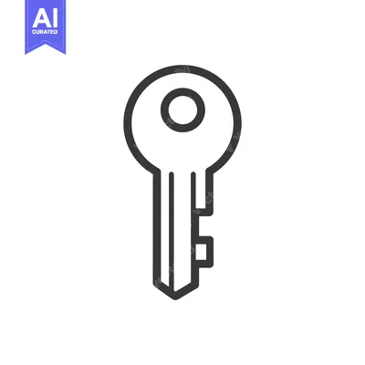 Aset desain premium: Simple Key Icon: Minimalist Design on White Background