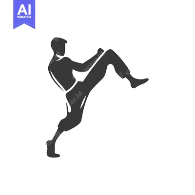 Premium design asset: Silhouette of a person executing a high kick in movement pose