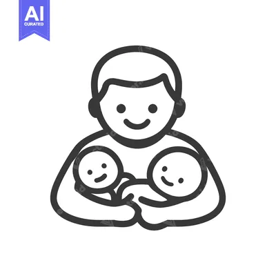 Popular premium asset: A loving parent carefully holds two smiling babies in their arms