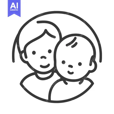 Aset premium populer: Simple illustration depicts a mother and a baby in a circle