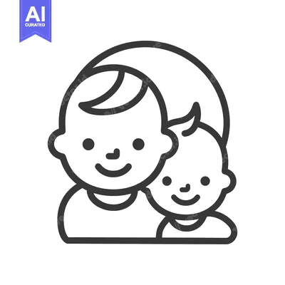 Aset desain premium: An illustrated outline depicts a parent and child together