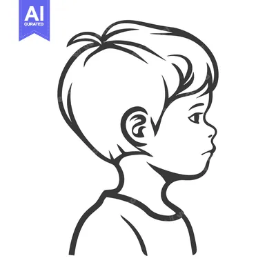 Aset desain premium: A side profile depiction of a young childs face