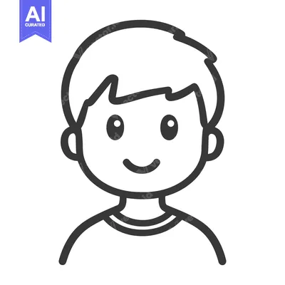 Aset premium populer: A simplified illustrated portrait of a young happy person
