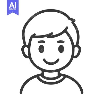 Aset desain premium: A smiling stylized cartoon portrait of a young person