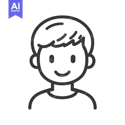 Aset desain premium: A simple black and white illustration of a smiling person