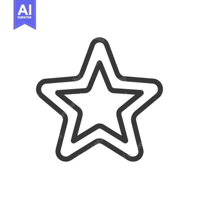 Aset premium populer: Double Outlined Star Icon, Simple Black Shape on White Background