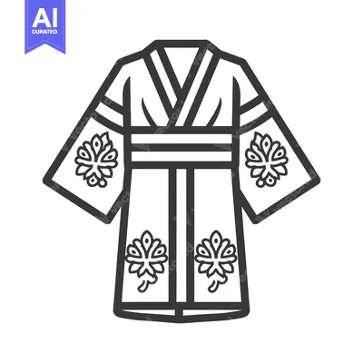 Premium design asset: A graphic illustration depicting a kimono with flower designs