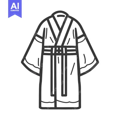 Aset premium populer: An illustration of a Japanese style robe or kimono