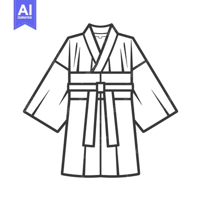 Aset desain premium: A simplistic black and white illustration of a traditional garment
