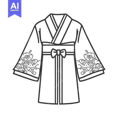 Premium design asset: Simple line drawing of a traditional robe with floral embellishments