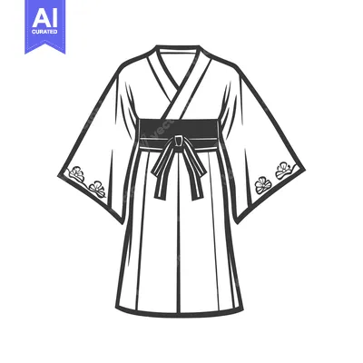 Premium design asset: Illustration of a traditional garment featuring long sleeves and a bel