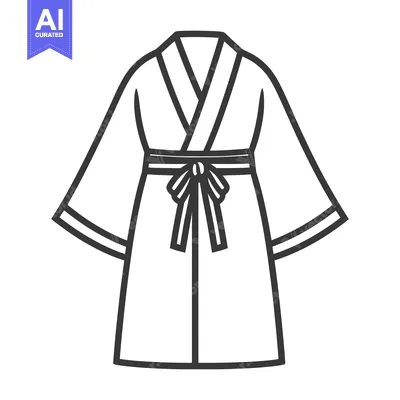 Aset premium populer: A simple line drawing of a wrap style kimono