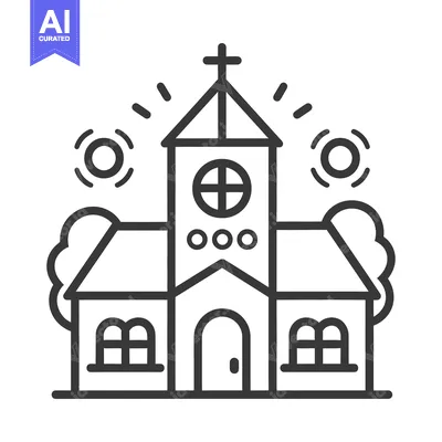 Aset desain premium: An illustrated simple black and white church building design