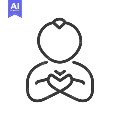 Aset desain premium: A simple line drawing representing a person holding a heart