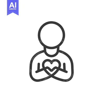 Premium design asset: A simple line drawing of a person holding a heart