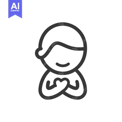 Aset premium populer: A simple black and white illustration of a person making a heart