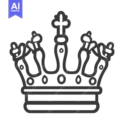 Aset desain premium: A detailed illustration depicting a royal crown with a decorative cros