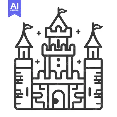Aset premium populer: A simple illustration of a medieval fortress with flags atop turrets