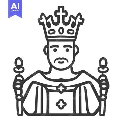Aset desain premium: A regal male figure wearing a crown and holding staves