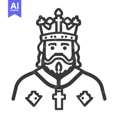 Aset premium populer: A Line Drawing Depicting A Royal King Wearing A Crown