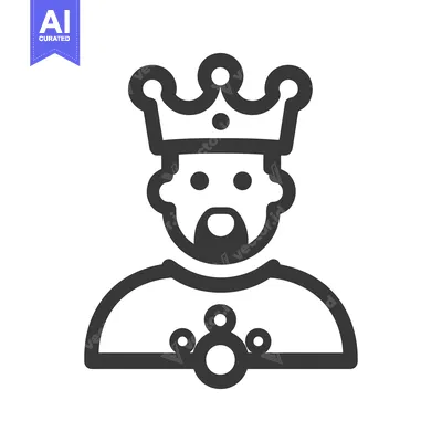 Aset premium populer: A Simple Black Outline Drawing Depicting a Regal Crowned Figure