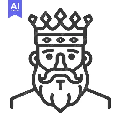 Aset desain premium: A stylized black and white portrait of a royal king figure