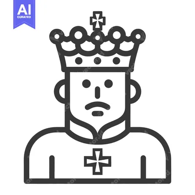 Aset premium populer: A minimalist illustration of a crowned person with facial details