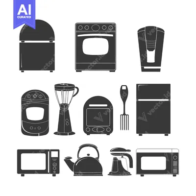 Kitchen Appliances and Utensils Silhouettes