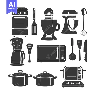 Kitchen Appliances and Utensils Silhouettes