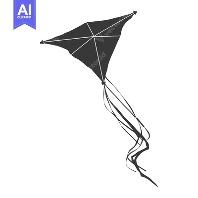 Aset premium populer: A dark silhouette of a kite against a white background