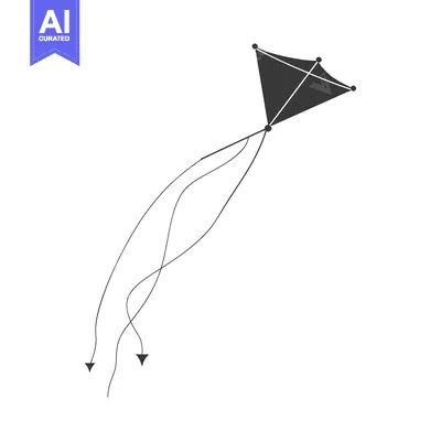 Popular premium asset: A black kite is soaring with long flowing string