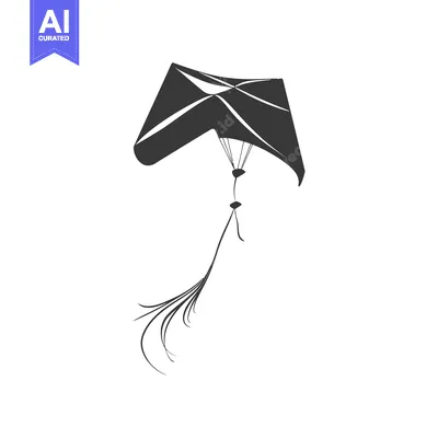 A simple illustration of a kite flying in a white sky