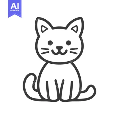 Aset desain premium: A cute cartoon cat sitting with a smiling expression on its face