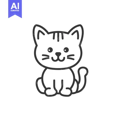 Popular premium asset: Adorable cartoon illustration of a cute sitting domestic cat