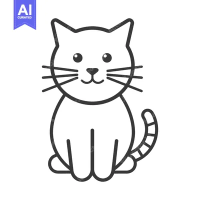 Aset premium populer: A simple cartoon illustration of a cute sitting feline animal