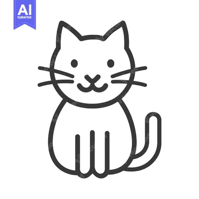 Aset premium populer: A Simple Black And White Line Drawing Of A Cute Cat