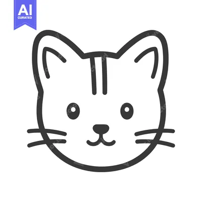 Aset premium populer: A Simple Black And White Illustration Of A Cat Head