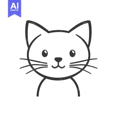 Aset premium populer: Simple line drawing of a cute cat looking at the viewer