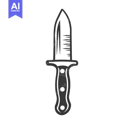 Aset premium populer: A black and white illustration of a dagger on white background