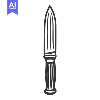 Premium design asset: A simple line drawing depicts a long dagger blade