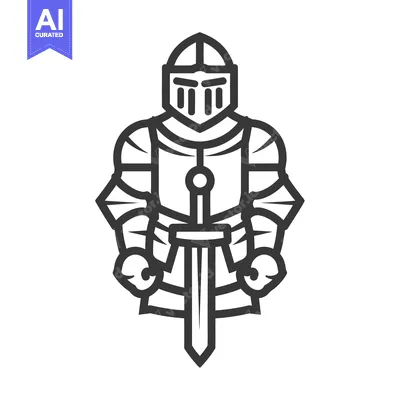 Aset premium populer: A strong medieval knight stands with a sword in full armor