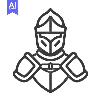 Illustration depicts a medieval knight wearing protective armor and a