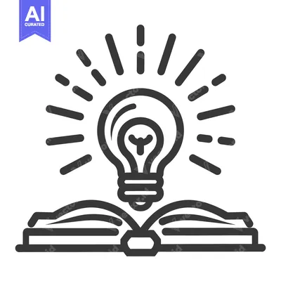 Aset desain premium: A bright lightbulb illuminating above an open book design
